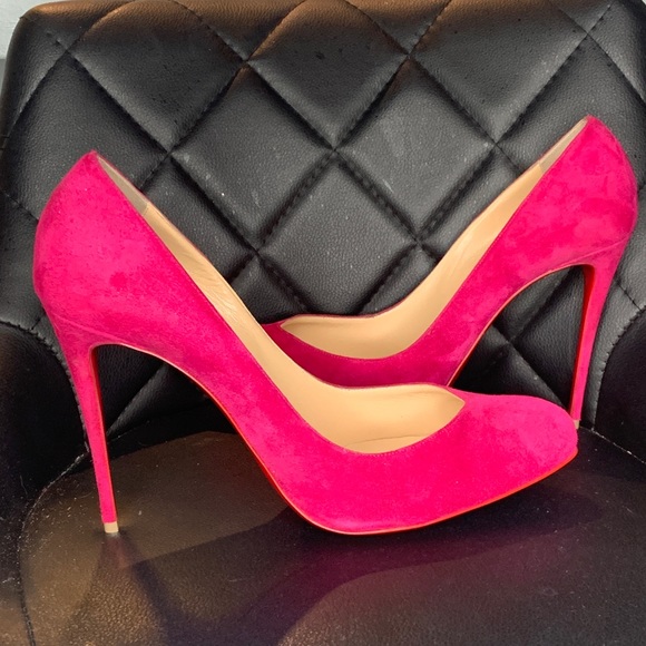 Christian Louboutin Shoes - Christian Louboutin Pink Velour Pumps - Size 42